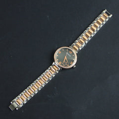 Two Tone Women Silver Chain Wrist Watch Rosegold