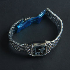 Women Chain Wrist Watch Square Shape Silver