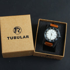 Mens Analog Wrist Watch With Date & Time Brown Design