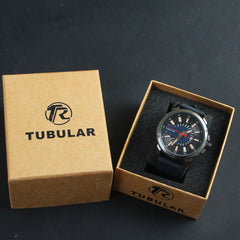 Mens Analog Wrist Watch With Date & Time Black Design