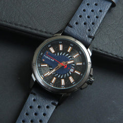 Mens Analog Wrist Watch With Date & Time Black Design