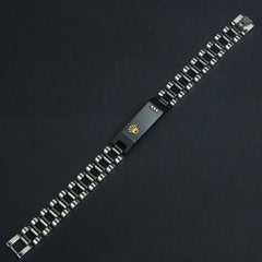 Two Tone Mens Black Silver Chain Bracelet R