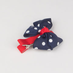 Girls Cute Hair Clips Blue Big Bow Dot Hairpins