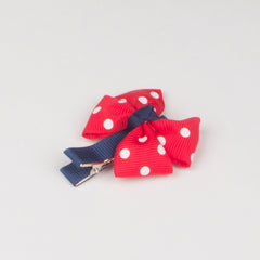 Girls Cute Hair Clips Red Big Bow Dot Hairpins