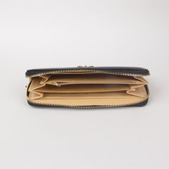 Women Black Long Zip Leather Wallet Card Holder Bow Handbags - Thebuyspot.com