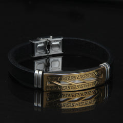 Black Leather Bracelet Adjustable Size 3