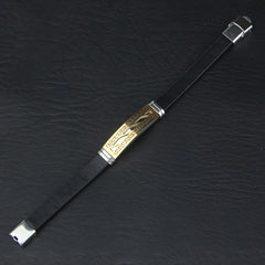 Black Leather Bracelet Adjustable Size 3