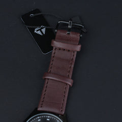 Mens Wrist Watch Black Dial Maroon Straps TMI