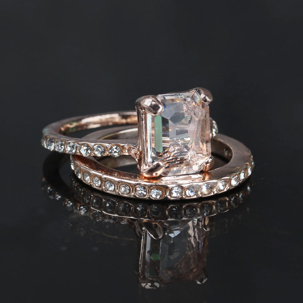 Woman Rose Gold Double Ring White