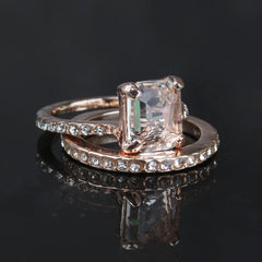 Woman Rose Gold Double Ring White