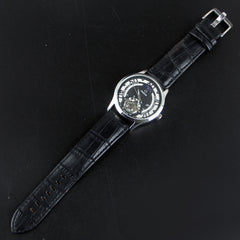 Mens Wrist Watch Black Strap with Silver Dial O