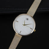Women Wrist Watch Golden Strap with Golden Dial Ck