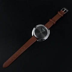 Women Wrist Watch Brown Strap Silver Dial