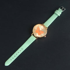 Light GreenLeather Strap Rose Dial Fashion TM205 Women Wrist Watch