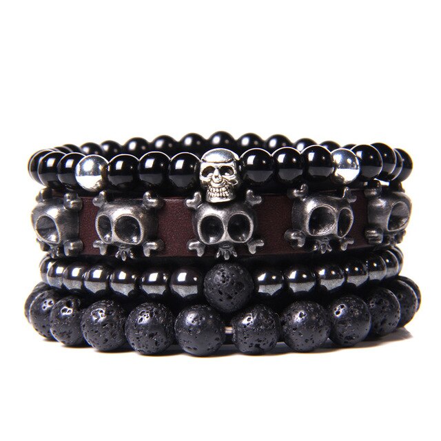 Mix Style Multiple BR4526 Beads Vintage Energy Leather Braided Bracelet