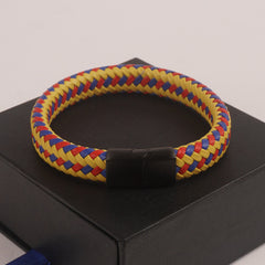 Multi color Leather with Black magnetic lock Leather Bracelet