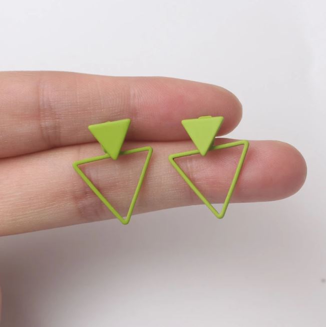 New Style Green Triangle Stud Sweet Girls Earrings