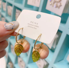 Pink Color Flower Shape Drops Dangle Earrings for Women