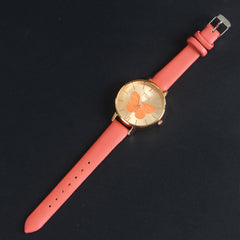 Pink Leather Strap Rose Dial Fashion TM203 Women Wrist Watch