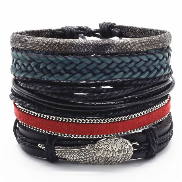Punk Woven Leave 5Pcs set Handmade BD-1018S Bracelet