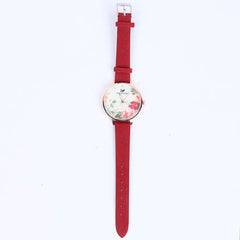 RED STRAP GOLDEN DIAL 1266 WOMEN WATCH