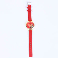 RED STRAP GOLDEN DIAL 1267 WOMEN WATCH