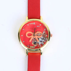 RED STRAP GOLDEN DIAL 1267 WOMEN WATCH