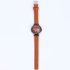 BROWN STRAP GOLDEN DIAL 1268 WOMEN WATCH