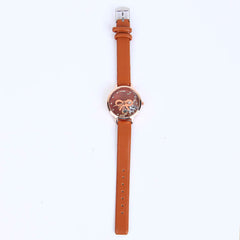 BROWN STRAP GOLDEN DIAL 1269 WOMEN WATCH
