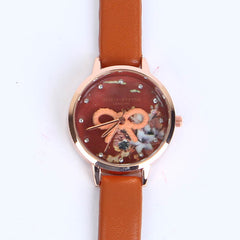 BROWN STRAP GOLDEN DIAL 1269 WOMEN WATCH