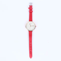 Red Strap White Dial 1284 Women's Wrist Watch