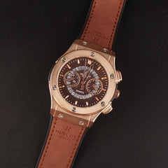 Mens Wrist Watch Rosegold Brown Design HB