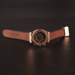 Mens Wrist Watch Rosegold Brown Design HB