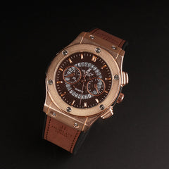 Mens Wrist Watch Rosegold Brown Design HB