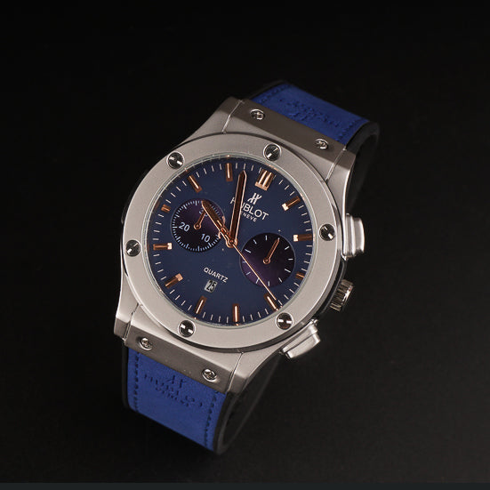 Mens Wrist Watch Grey Blue Design HB