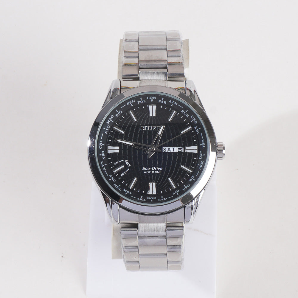 Silver Black Dial TBS-C Chain Watch