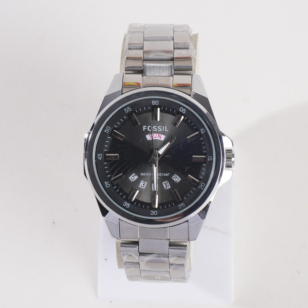 Silver Black Dial TBS-F Chain Watch