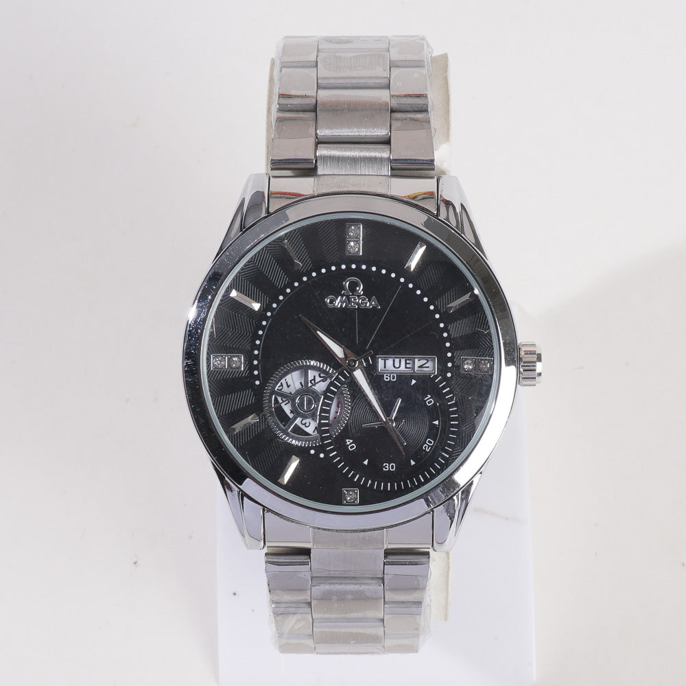 Silver Black Dial TBS-O Chain Watch