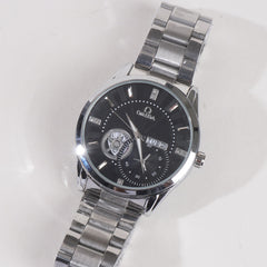 Silver Black Dial TBS-O Chain Watch