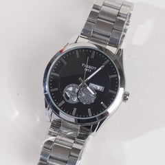 Silver Black Dial TBS-T Chain Watch