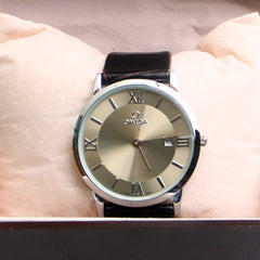 Silver Dial Black Leather Strap 1196 Wrist Watch