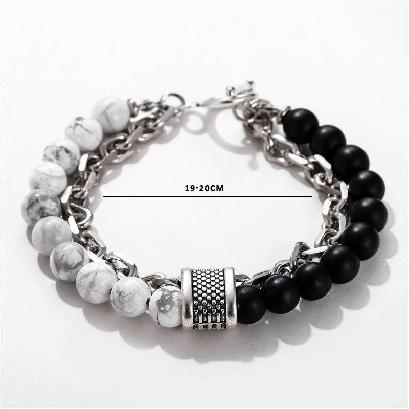 Stainless Steel Men's Tiger Eye BR157 Gunmetal Stone Link Chain Bracelet