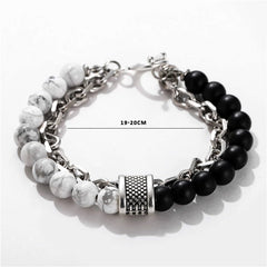 Stainless Steel Men's Tiger Eye BR157 Gunmetal Stone Link Chain Bracelet