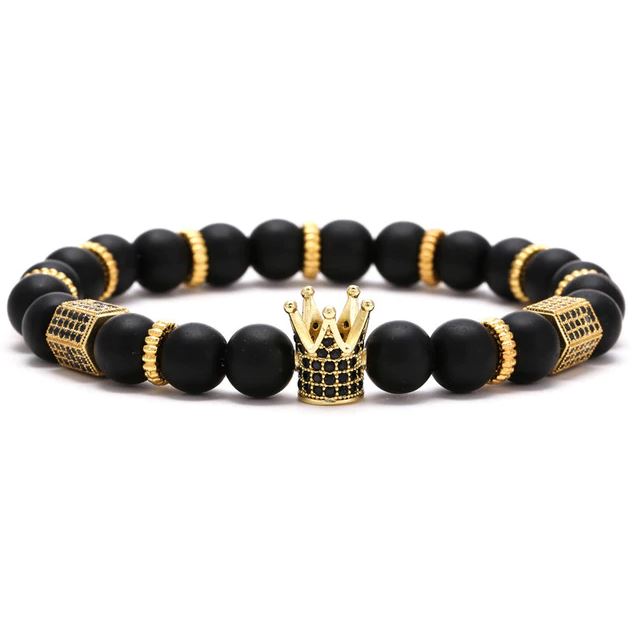 Trendy Crown BD-10014S Charm Bracelet Women Men Stone Bead Bracelet