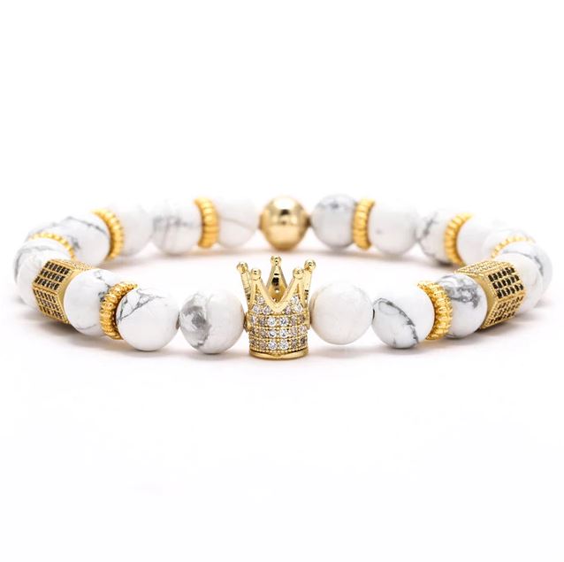 Trendy Crown BD-1001S Charm Bracelet Women Men Stone Bead Bracelet