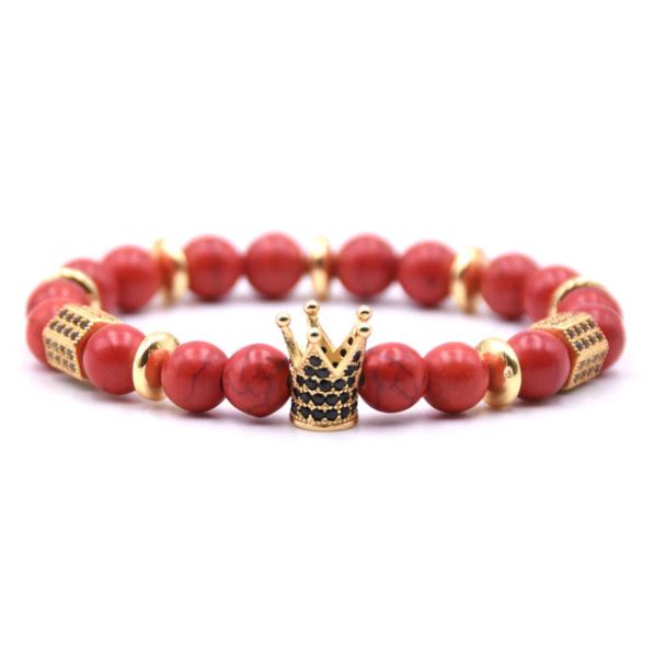 Trendy Crown BD-1003S Charm Bracelet Women Men Stone Bead Bracelet