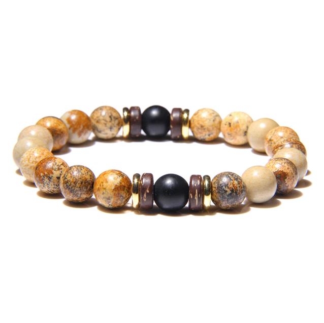 Vintage Chakra Beads BR20188 Tibetan Buddha Volcanic Lava Bracelet