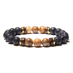Vintage Chakra Beads BR20192 Tibetan Buddha Volcanic Lava Bracelet
