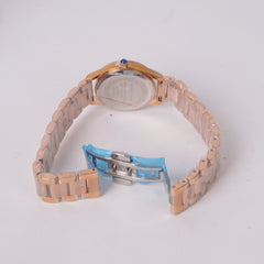 Woman's Rosegold Chain Watch with Black Dial SP