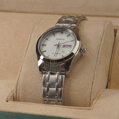 Woman's Silver Chain Watch with White Dial DINUO 2